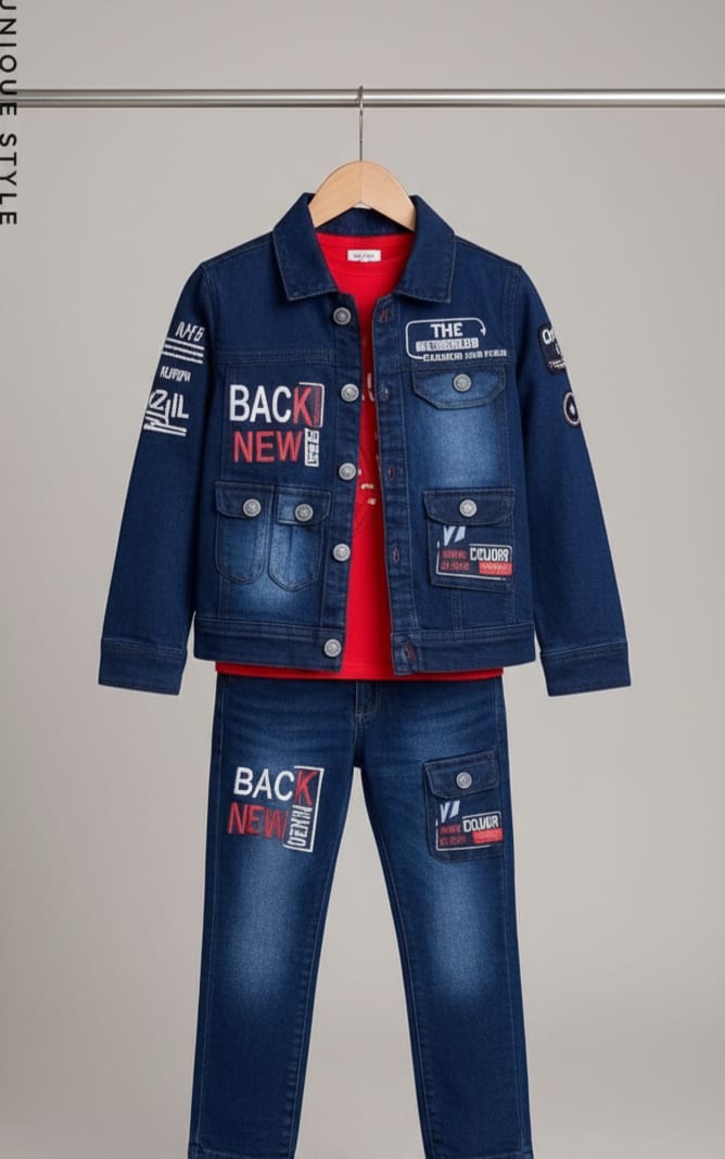 Baby Boy Dress - 3 pcs  - Jeans  - BBD29