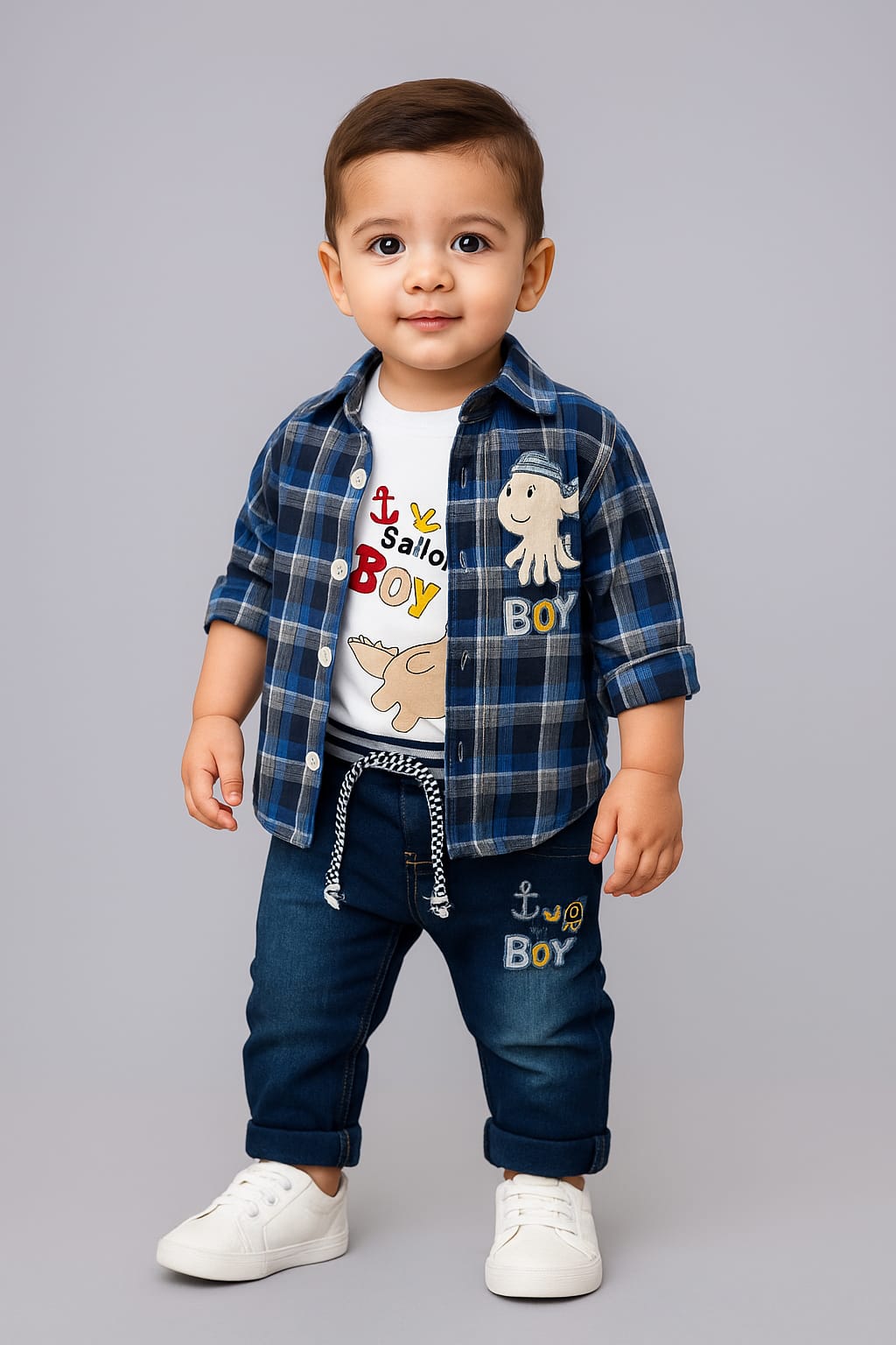 Baby Boy Dress - Dino - 3 Pcs  - BBD19