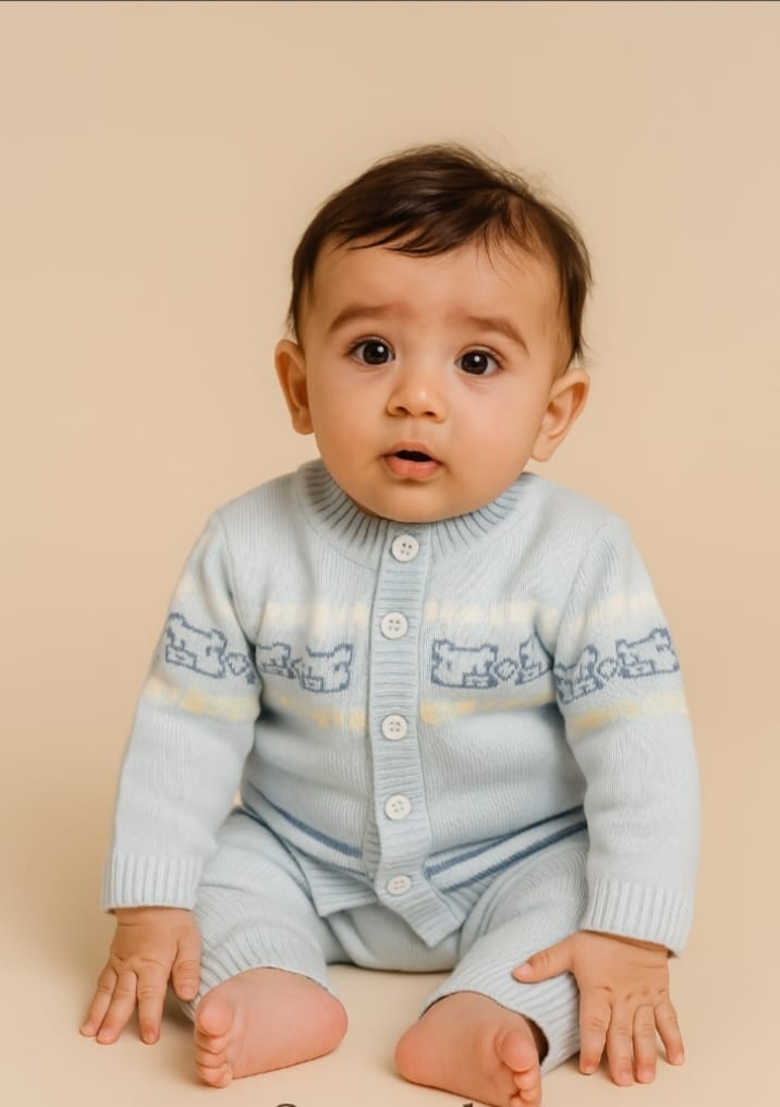 Baby Boy Winter Dress - Sweater  Suit - Sky -  BBW32
