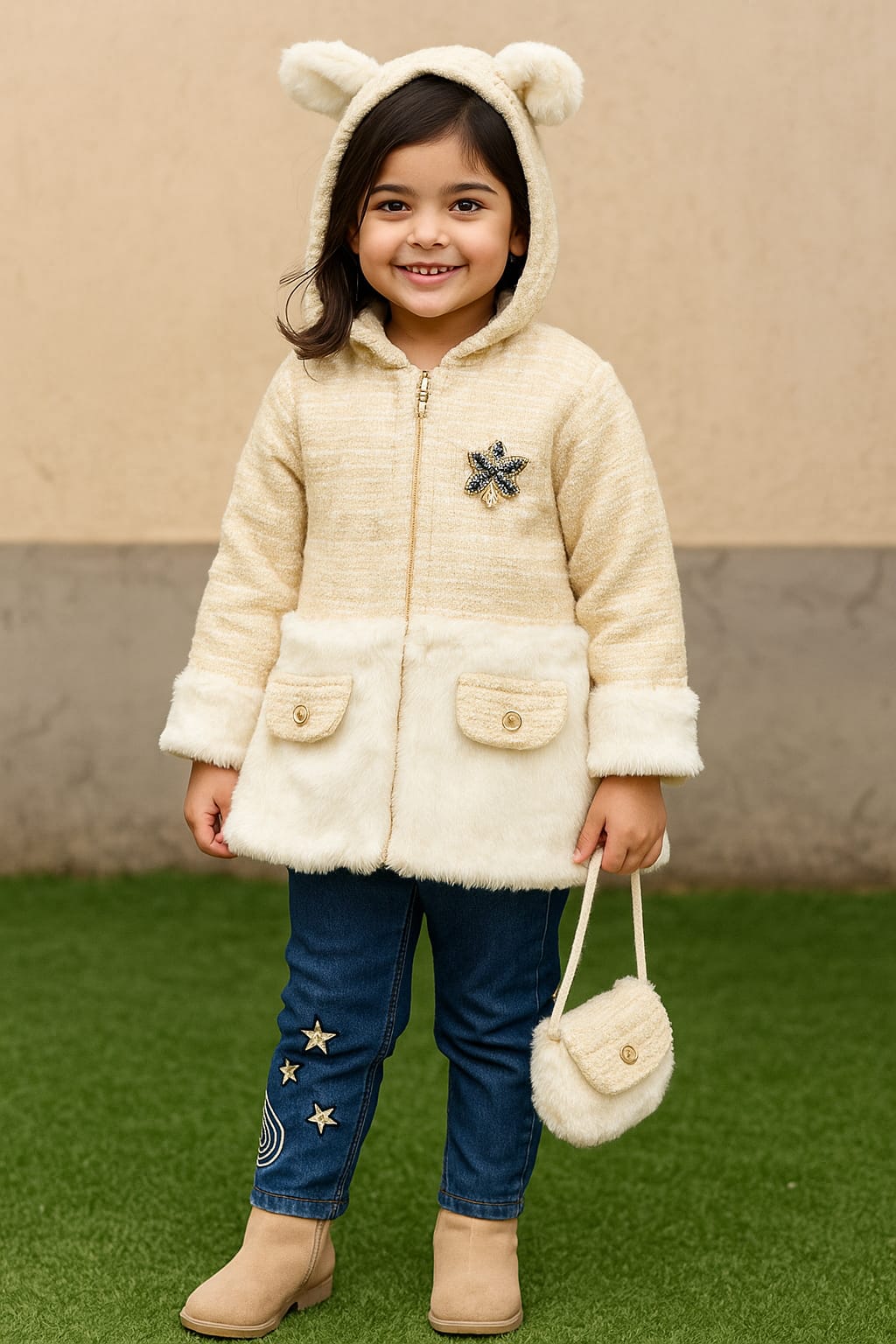 Baby Girl Winter Dress - Bag - 3 Pcs  - BGW18