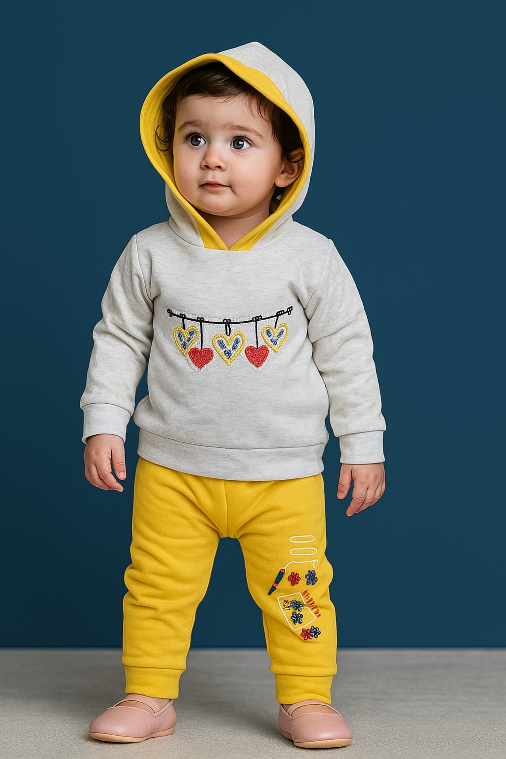 Baby Girl Winter Dress -  Hearts - BGW04