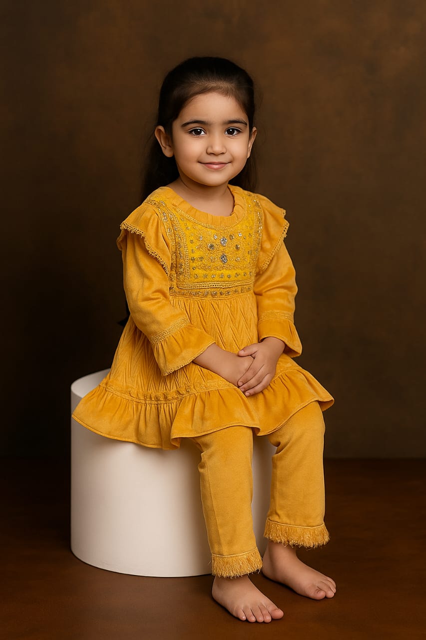 Baby Girl Winter Dress - Musturd - BGW09