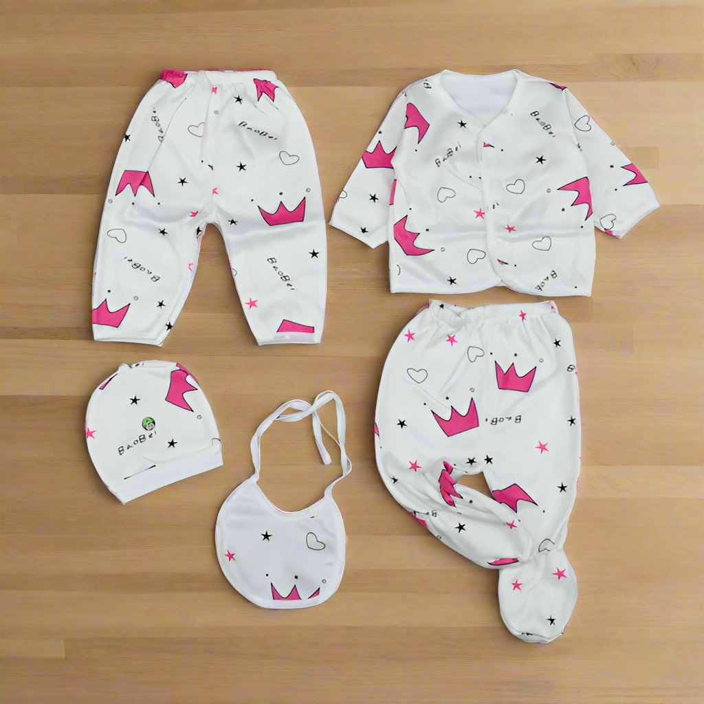 New Born Baby Dress- Crawn - 5pcs - NBD03