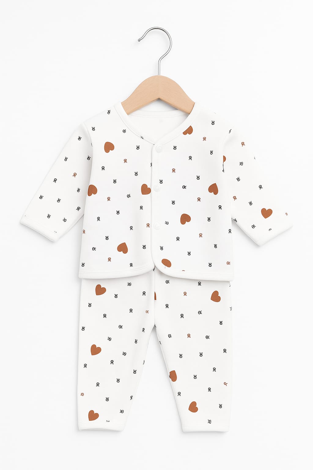 New Born Baby Winter Dress - Hearts - 2pcs - NBD11