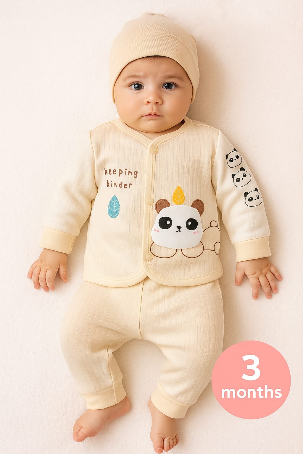 New Born Baby Dress - Panda - 2pcs - NBD07