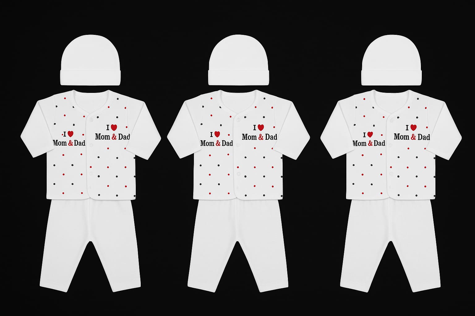 New Born  Baby Summer Dress - Mom Love - 3 Dress Pack - NBS03