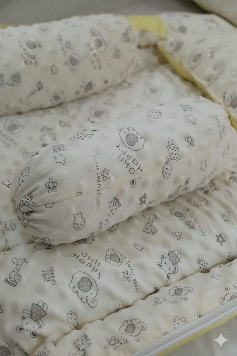 New Born Velvet  Bedding Set -  7 pcs - Yellow - NBS02