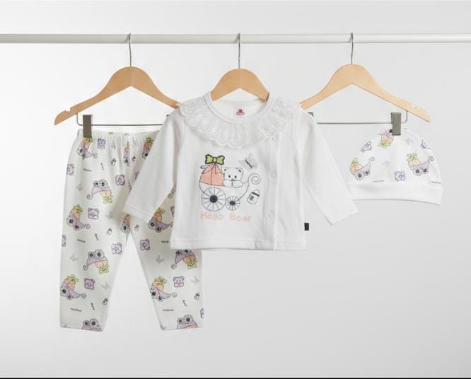 New Born  Baby Summer Dress - 3 Pcs - NBS07